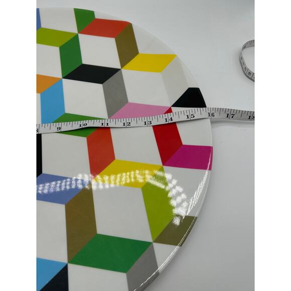 French Bull Ziggy Round Geometric Colorful Melamine Platter 15.5 Inches - Picture 7 of 7